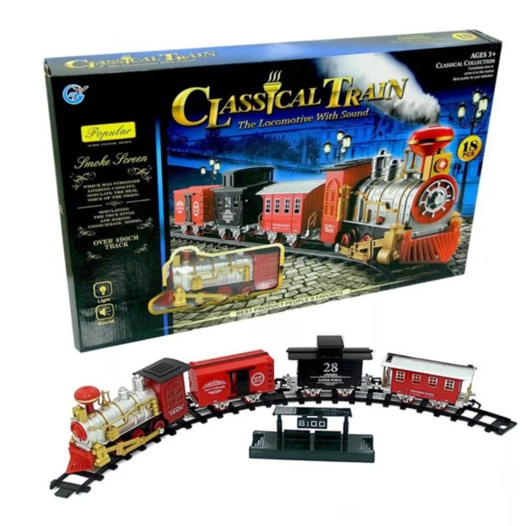 Tren Clásico Decorativo Navideño Con Luces, Sonidos y Humo.🔥 Recargable