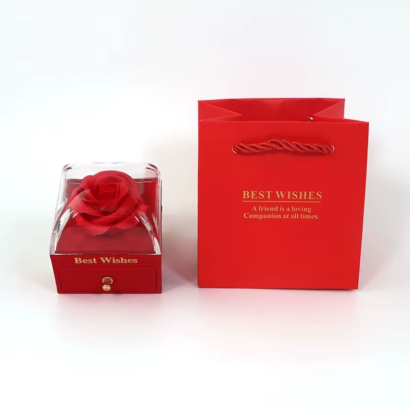 2 x 1 🌹 Cofre de Lujo + Anillo Ajustable Corazón de Cristal: El regalo que enamora sin palabras