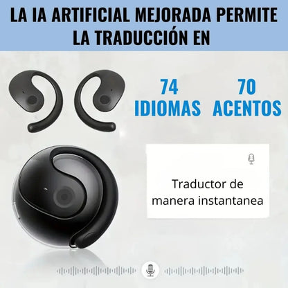 Audífonos traductor con IA + 144 idiomas